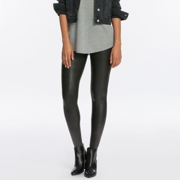 SPANX Pants - Spanx Black Faux Leather Leggings Small Petite